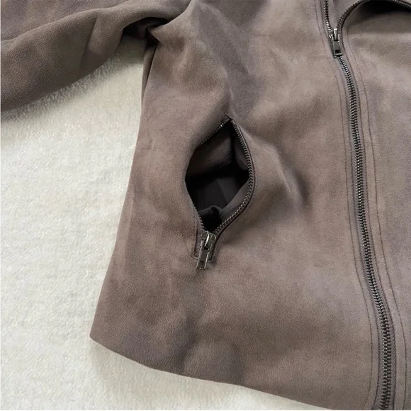 Solitaire Gray Faux Suede Moto Zipper Jacket Size M - Picture 5 of 12